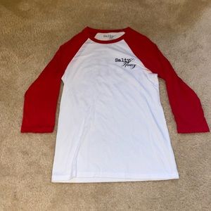 Salty Honey Baseball Tee with Red Sleeves